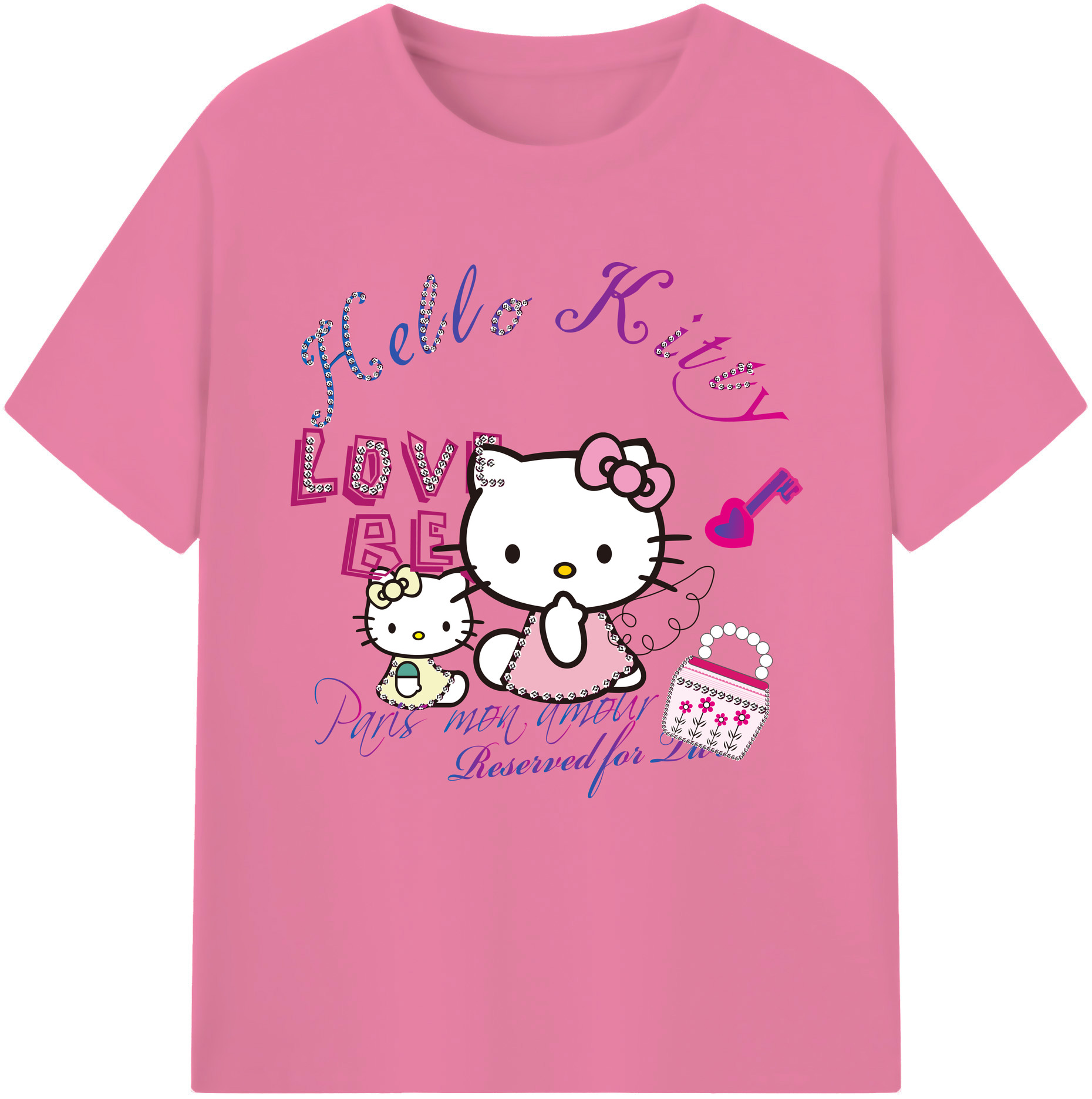 （画像用） Hello Kitty ハローキティ 綿100％半袖Tシャツ（フロントプリント）
